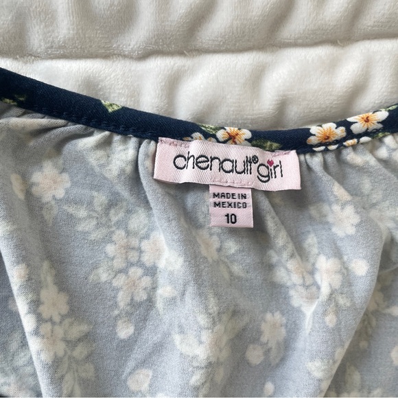 Chenault Girl Navy and Cream Floral Dress Top - Picture 2 of 8